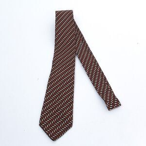 Vintage Turnbull & Asser England Silk Brown Multi Geometric Chevron Stripe Tie